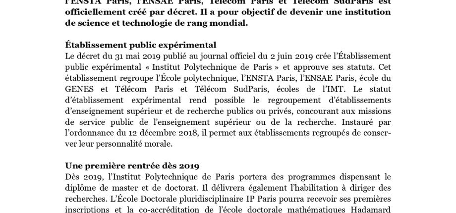 L’Institut Polytechnique de Paris officiellement créé